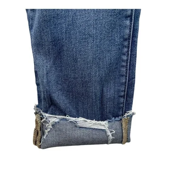 BKE Payton Jeans Womens 28x32 Blue Mid Rise Ankle Skinny Raw Hem Faded Whiskered - Picture 4 of 9